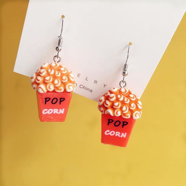 

wholesale dangle creative handmade popcorn earrings for women bucket popcorn cute soft girl fun earrings fashion ear jewelry, Silver