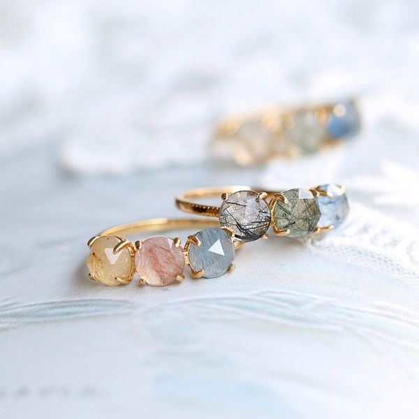 

light luxury limited new 925 silver simple small fresh candy color hair crystal ring