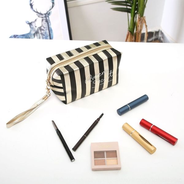 

rjchv new bag gold striped cosmetic laser leather pu storage cosmetic storage bagbag women's portable octagonal wash portable uo2zd