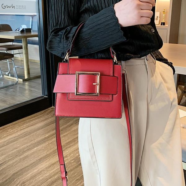 

belt buckle design pu leather crossbody bags for women 2020 new fashion shoulder messenger bag lady travel handbags and purses