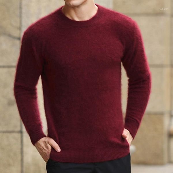 

2020 off sale standard solid pullovers full sleeves o-neck 100% mink cashmere auturm & winter men formal knitted sweater tbwa6551, White;black