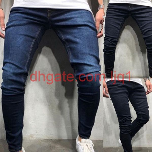 

mens jeans solid color casual skinny hip hop mens jeans biker jeans casual style with 2 colors, Blue