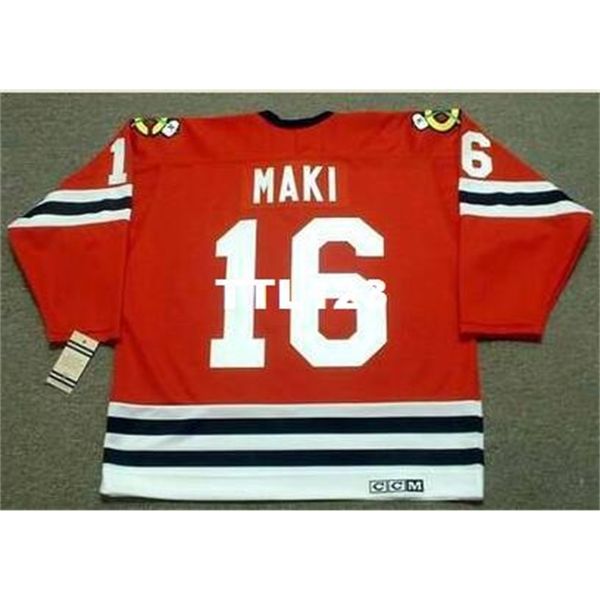 

mens #16 chico maki chicago blackhawks 1963 ccm vintage retro hockey jersey or custom any name or number retro jersey, Black