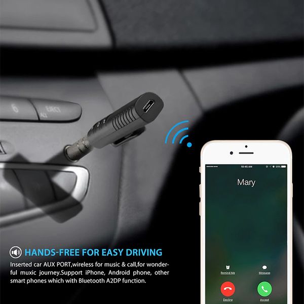 

bluetooth receiver car kit adapter wireless 3.5 mm aux audio stereo music hand-vehicle adapter clip bluetooth adapter