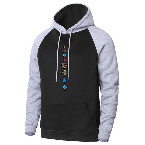 

mens solar system planets colour cartoon raglan hooded 2020 fashion leisure clothing round neck spring pullovers autumn homme, Black