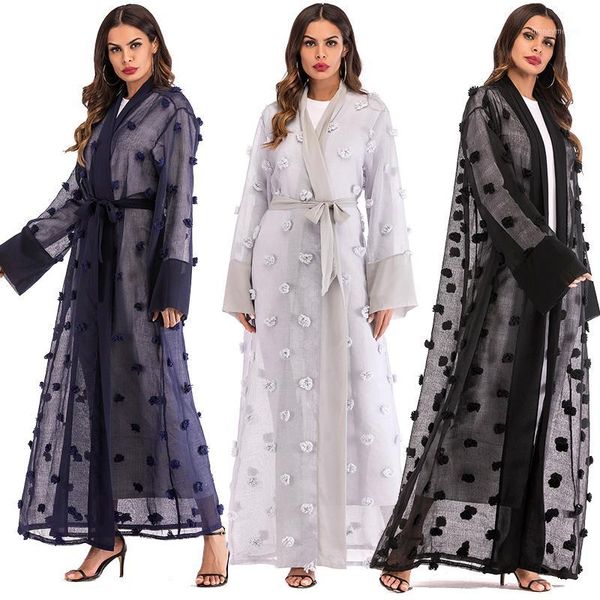 

with hijab turkish islamic clothing 2019 uae kaftan abaya dubai long chiffon floral mesh cardigan muslim dress women jilbab robe1, Red