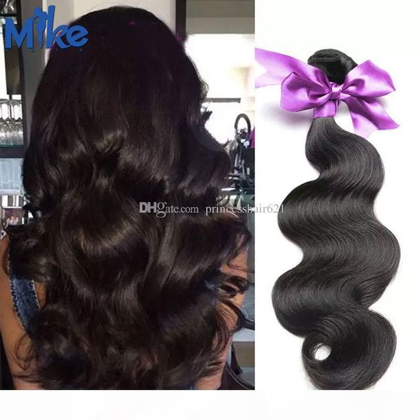 

mikehair brazilian body wave hair weave 1 bundle natural color double weft human hair extensions peruvian indian malaysian hair wefts, Black
