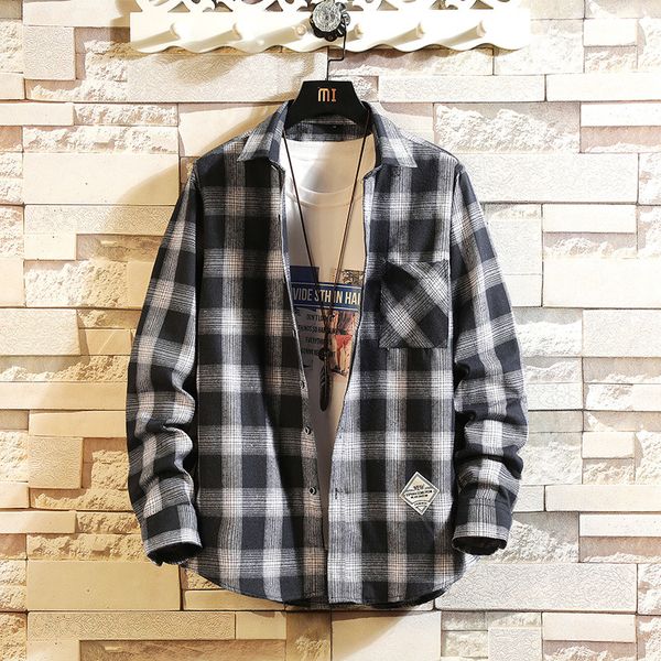 

2021 new mens long sleeve shirt clothes slim fit cotton casual men social plus size since 1986 4zfz, White;black