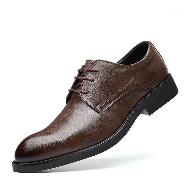 

male business oxford shoes men leather coiffeur suit shoes mens classic brand formal man plaid wedding party dress1, Black