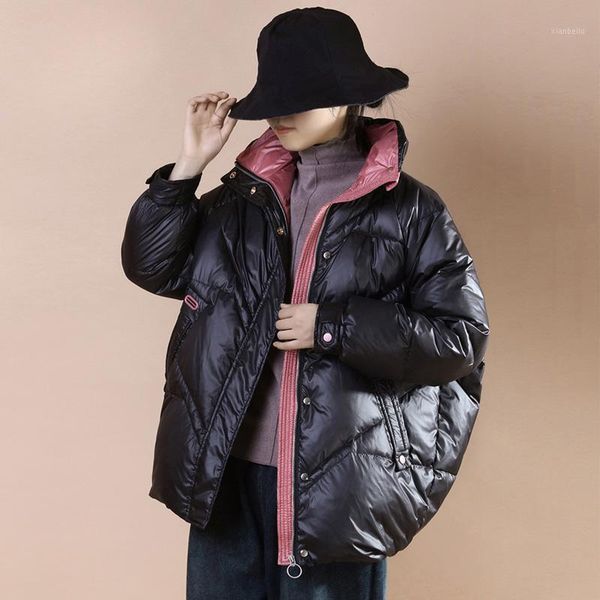 

janveny down coat women 2020 winter jacket women 90% white duck down parkas loose ladies puffer clothes thick warm snow outwear1, Black