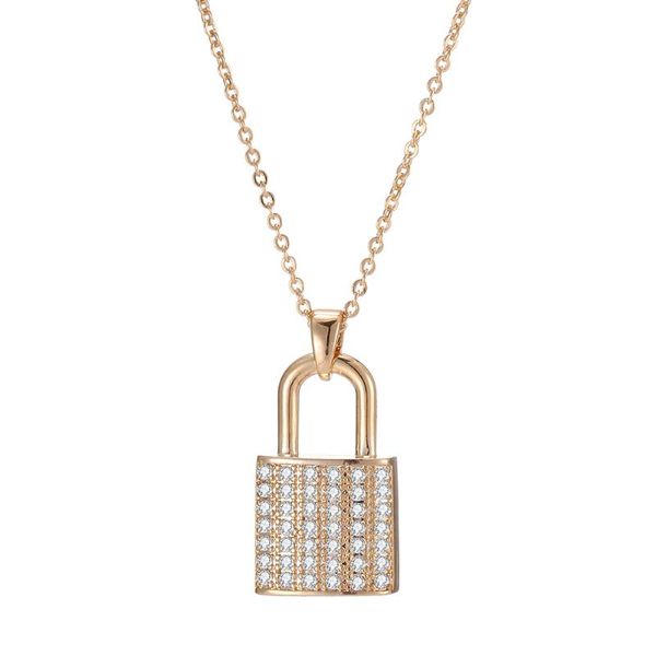 

pendant necklaces cz zircon lock for women lover gold color luxury padlock necklace fashion gothic jewelry wedding gifts 2021, Silver