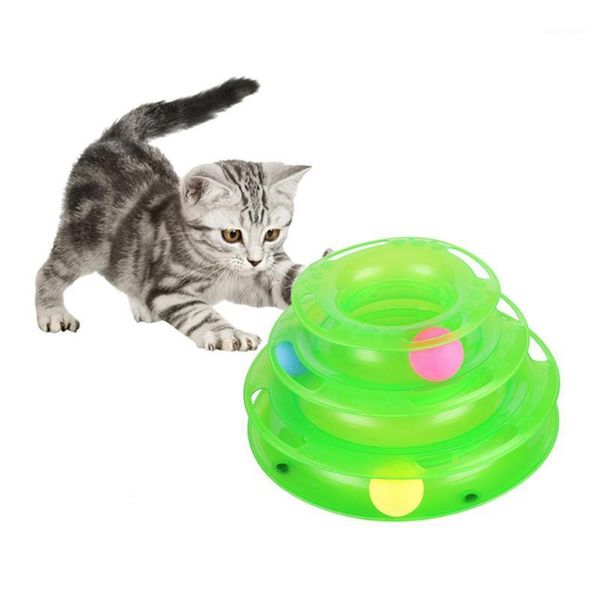 

cat toys funny pet crazy ball disc three levels toy tower tracks intelligence amusement 1 pc1
