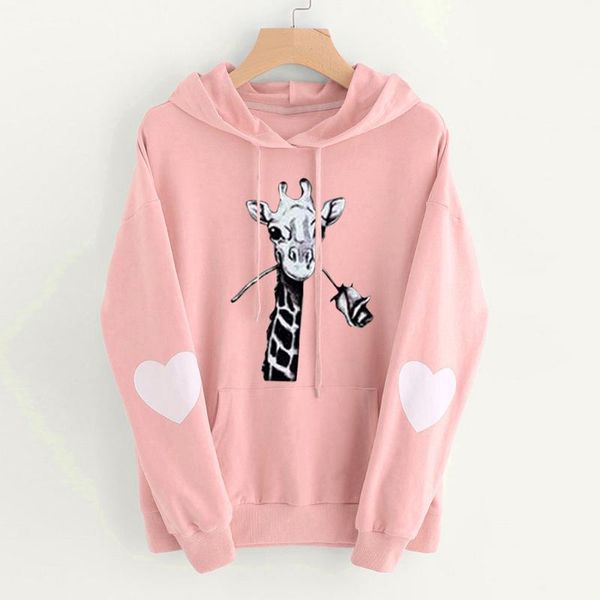 

women's hoodies & sweatshirts autumn 2021 animal and heart printed jumper harajuku full sleeve cute pullover sweet loose women moletom, Black