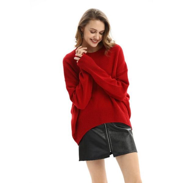 

fashion women solid o neck knitted sweater autumn winter female pullover sweaters ladies loose knitwear dropshipping, White;black