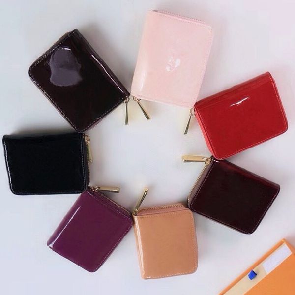 

whole patent leather short wallet lady shinny leather card holder coin purse women fashion wallet classic zipper 318x, Red;black
