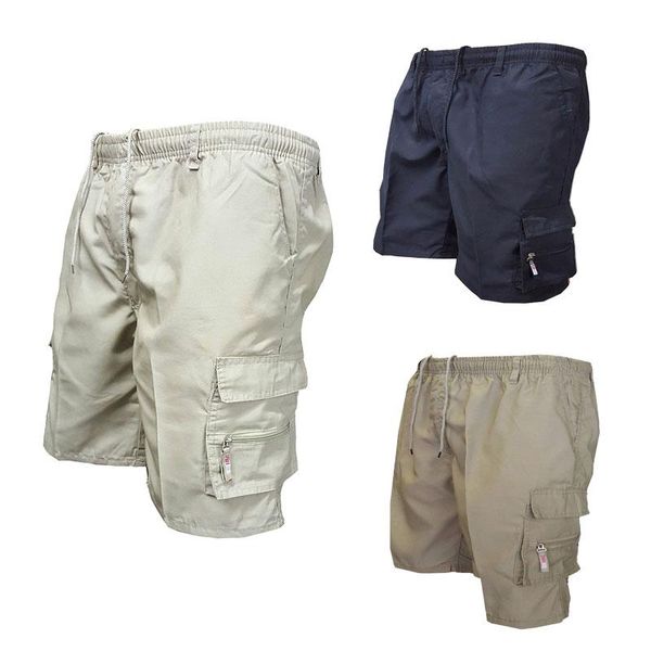 

multi-pockets cargo shorts men casual work shorts homme short pants elastic wiast men's summer cargo short pants, White;black