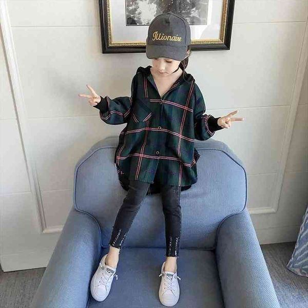 

girls plaid blouses spring autumn baby cotton hooded shirts kids long sleeve casual clothing 8 10 12 14 years, White;black