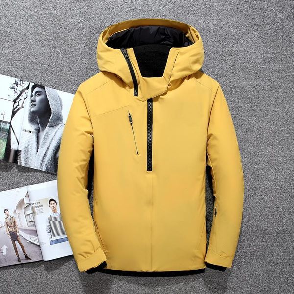 

nice winter men fashion white duck down jacket hooded thick warm splice parka and coats male brand clothing1, Black