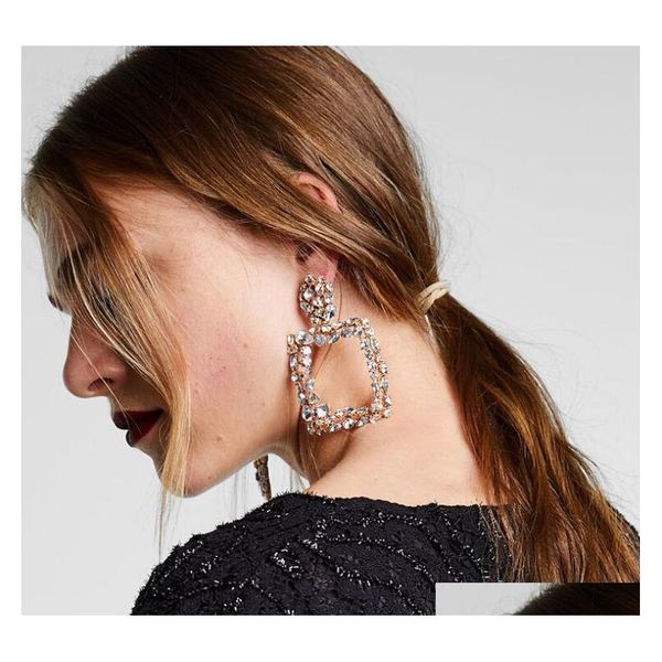 

european and american fashion square drop earrings crystal earrings female geometry circle hoops ear sqcjiw new_dhbest, Silver