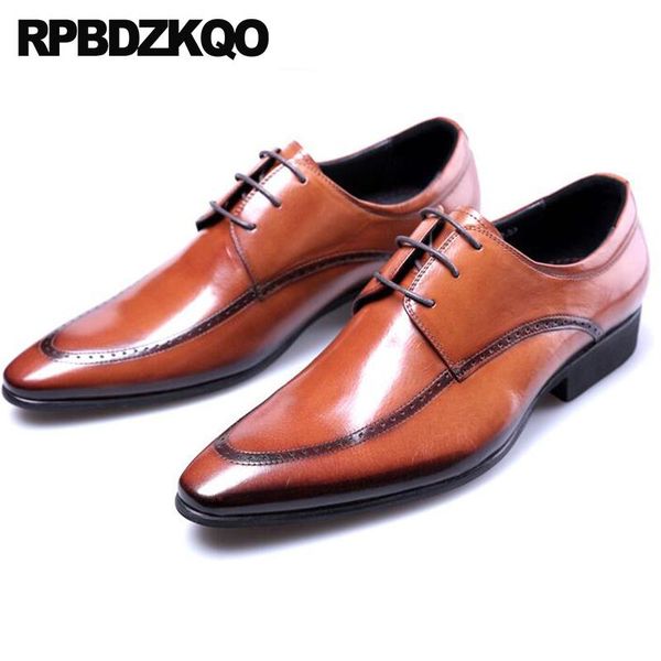 

elegant italian formal luxury men brown genuine leather shoes dress british style black pointed toe wedding business oxfords