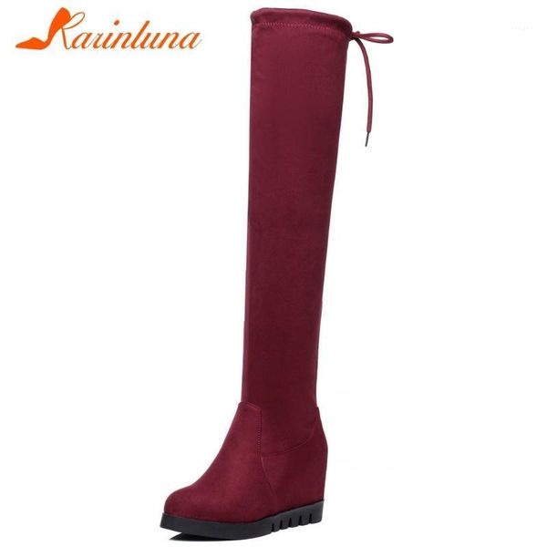 

boots karin big size 34-43 female concise height increasing high heels thigh women over the knee shoes1, Black