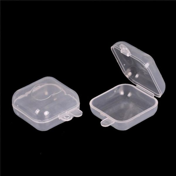 

10pcs mini clear plastic small box hook jewelry earplugs container box clear portable 37*37*20mm 10 bbydie