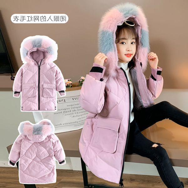

sautumn 3 coat foreign winter style 4 7 medium and long thick 5 children's 6 girls' down cotton padded, Blue;gray