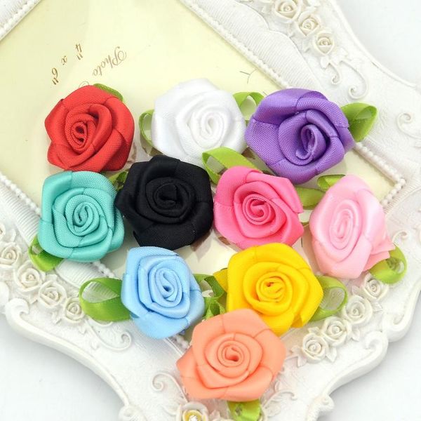 

10pcs 3cm satin ribbon rose flowers heads handmade diy craft scrapbooking for wedding decoration artificial silk sqcmxo