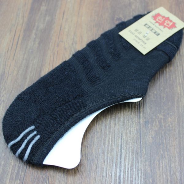 

wltnc color solid color pure cotton sports men's cotton terry men's silicone silicone short socks socksboat socks boat socksnon-sl, Black