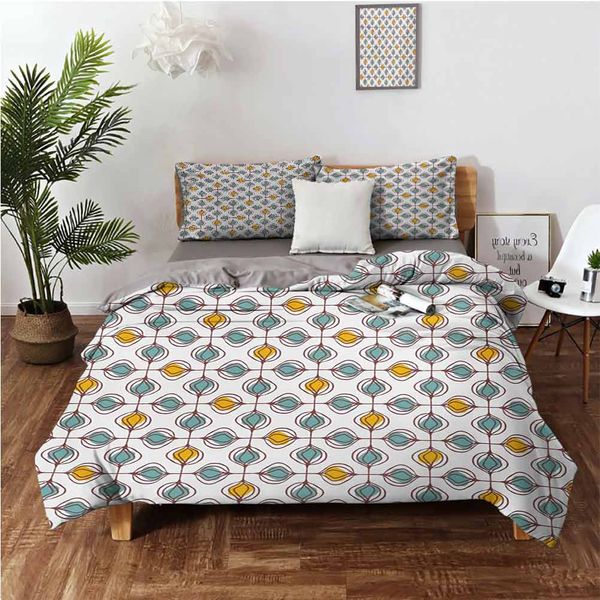 

floral repeated ornament in hand drawn style retro modern and geometric art designbedding 3-piece set