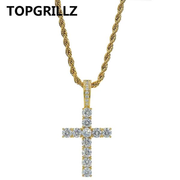 

chains rillz hip hop pico harvey cross pendant necklaces micro pave + cz necklace 18'' 20'' 24" 30" link dropp, Silver