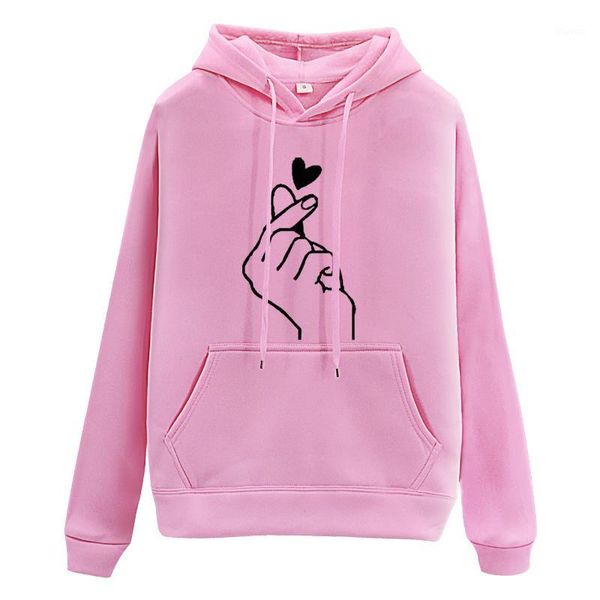 

harajuku women's sweatshirt and hoody ladies oversize k yellow pink love heart finger hood casual hoodies for women girls1, Black