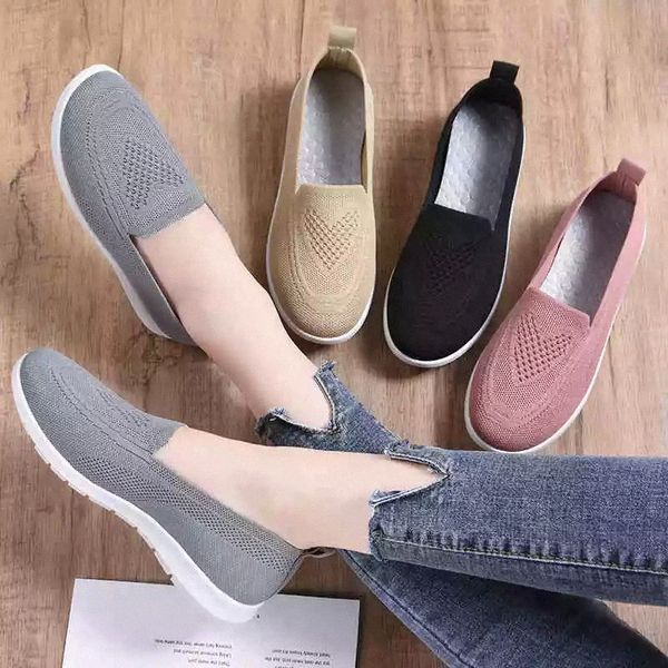 

women casual shoes light sneakers breathable mesh summer knitted vulcanized shoes outdoor slip-on sock shoes plus size tennis #jh1a