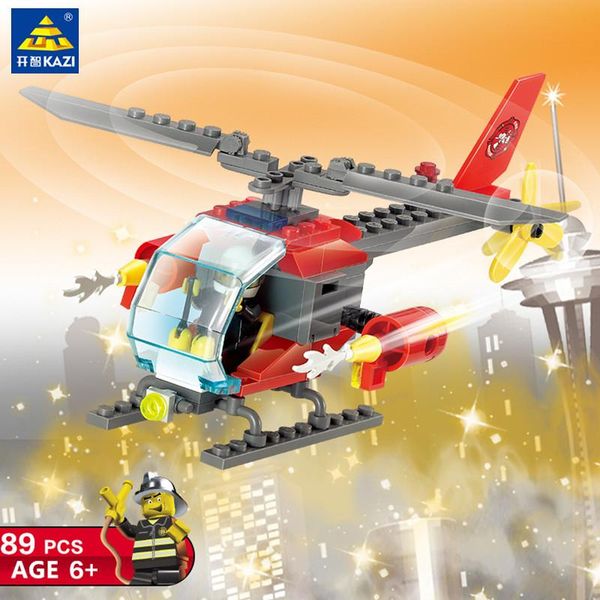 

city fire fight helicopter building blocks sets fireman plane model juguetes kids brinquedo bricks educational toys for children wmtgda