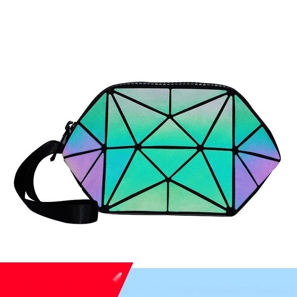 

5hmlj bag new women's hand geometric diamond pu colorful luminous bag cosmetic 2020 cosmetic bagluminous qhggc