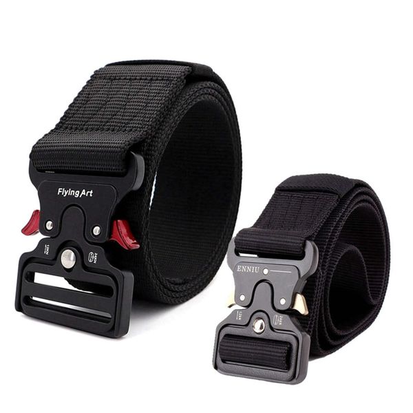 

duty military tactical belt men's heavy army training security waist strap automatic metal buckle nylon belts 3.8cm 5.0cm width, Black;brown