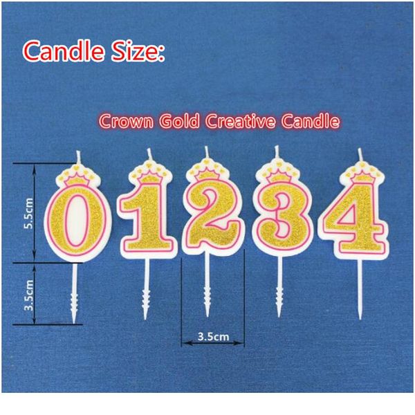 

1 pc shinning gold pink/blue crown birthday candles digital 0-9 for kids girls boys birthday party cute candles cake dec sqcjiy