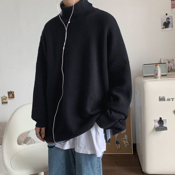 

2021 new men's winter warm korean streetwear fashion pullovers sweater autumn classic casual male clothing c3i5, White;black