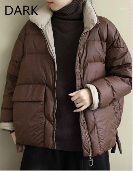 

women's down & parkas 2021 european goods loose fashion thick jacket women's warm and comfortable bread pure color white duck down, Black