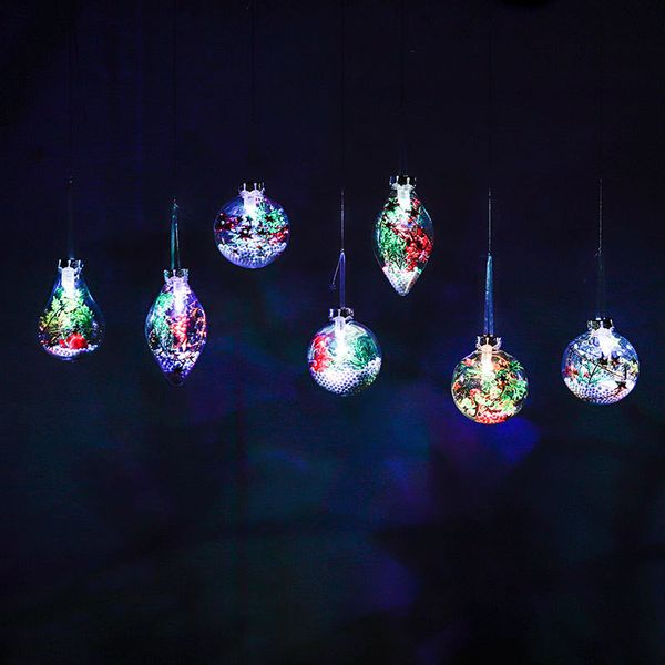 Креативное рождество декоративное шаровое окно светящиеся рождественские висит мяч рождественские прозрачные пластиковые полые светодиодные светодиодные лампы T9i00736