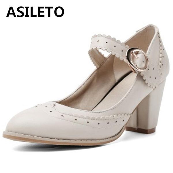 

dress shoes asileto large size 47 48 women strap pumps nude buckle platform block high heels round toe cutout bridal mary janes black s1859