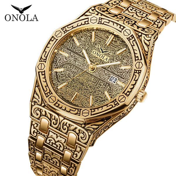 

onola watch men's waterproof steel band classic watch fashion personality trend business men's watch, Slivery;brown