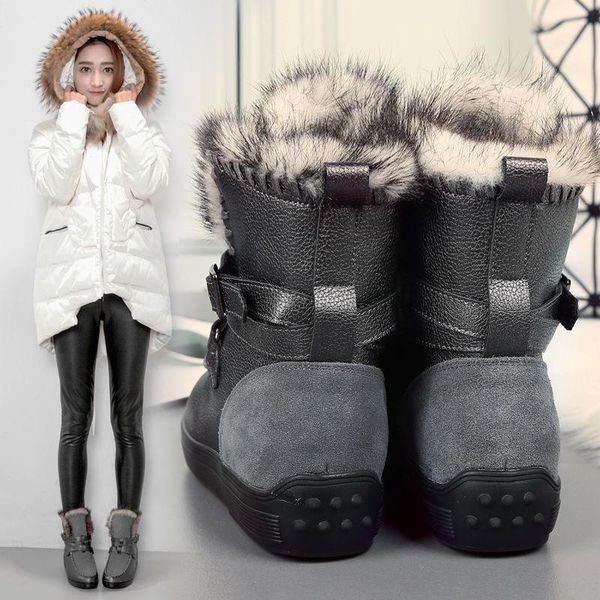 

natascha new arrival women ankle boots cow suede women shoes snow boots platform warm fur casual winter round toe flat, Black