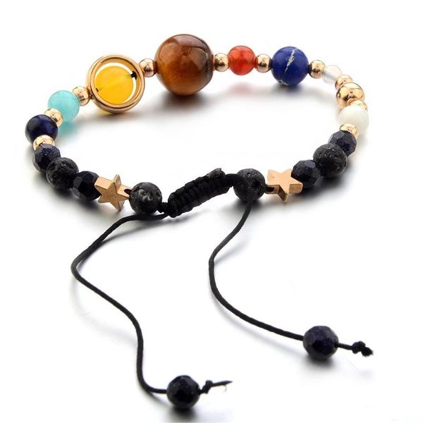 

simple fashion natural stone beads bracelet the eight planets of the solar system bracelet hand chain, Black
