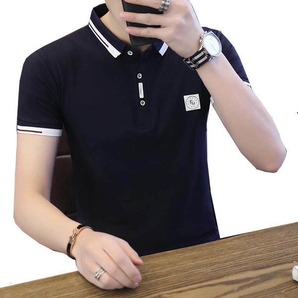 

2020 short sleeve men's summer trend korean shirt collar half-sleeved, Red;black