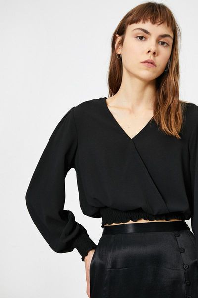 

koton women black v collar blouse 0 yal68671iw, White