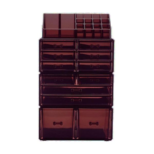 

4pcs/set plastic cosmetics storage rack transparent coffee