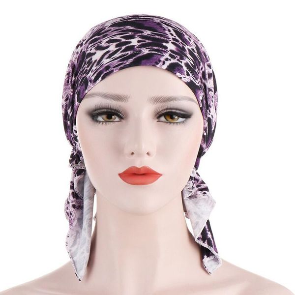 

2020 мусульманский гемический платок летние внутренние hijab caps женщины эластичный турбан крышка леопарда печать beanie hat soft bandana c, Black