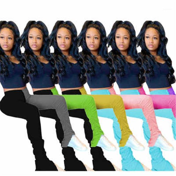 

flared pants women contrast color pants fashion trend casual folds slim midder waist trousers designer new female skinny split, Black;white