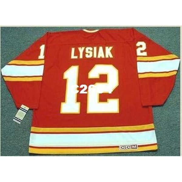 

mens #12 tom lysiak atlanta flames 1977 ccm vintage retro away hockey jersey or custom any name or number retro jersey, Black